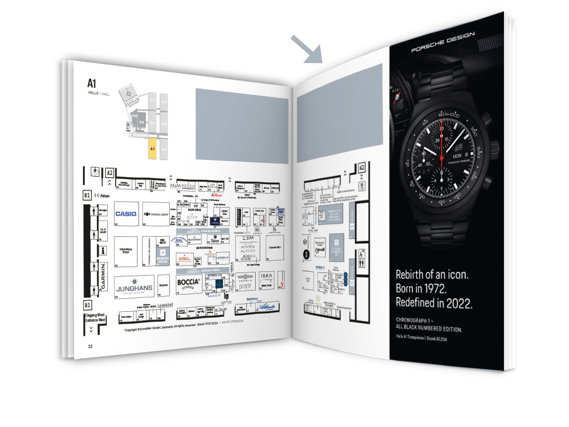 Anzeige über dem Hallenplan