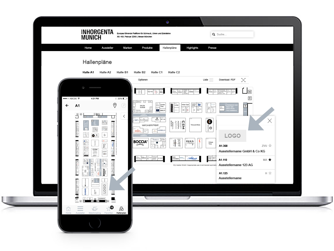 Logo in the hall plan