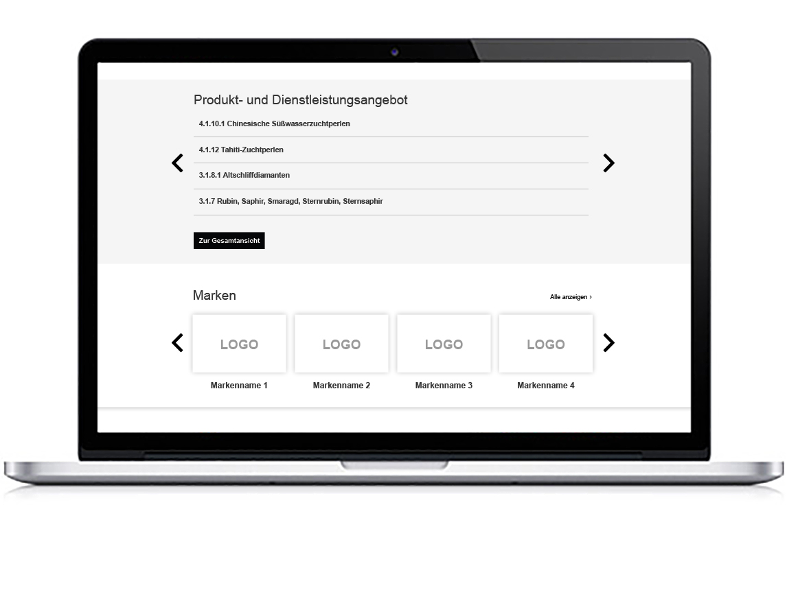 Product and brand entries on the exhibitor profile
